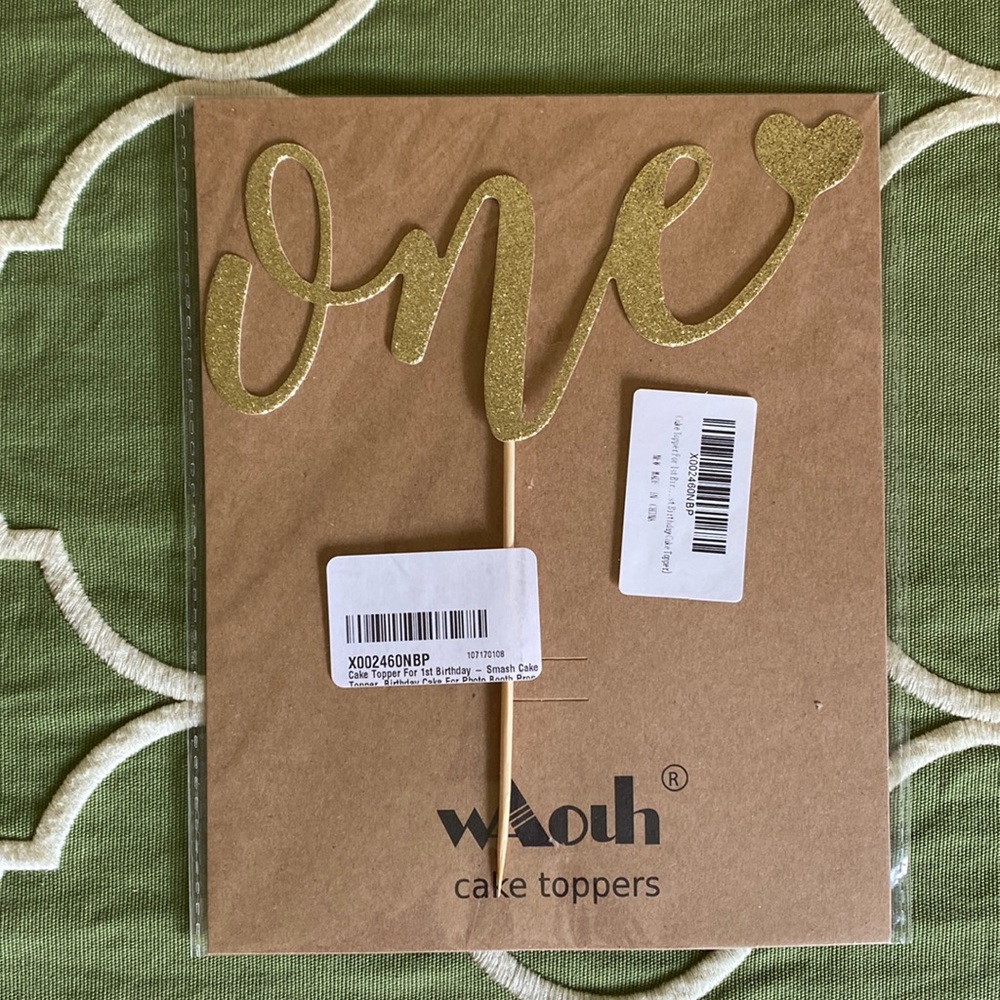 3 for $15 First birthday Gold Glitter Cake Topper ONE